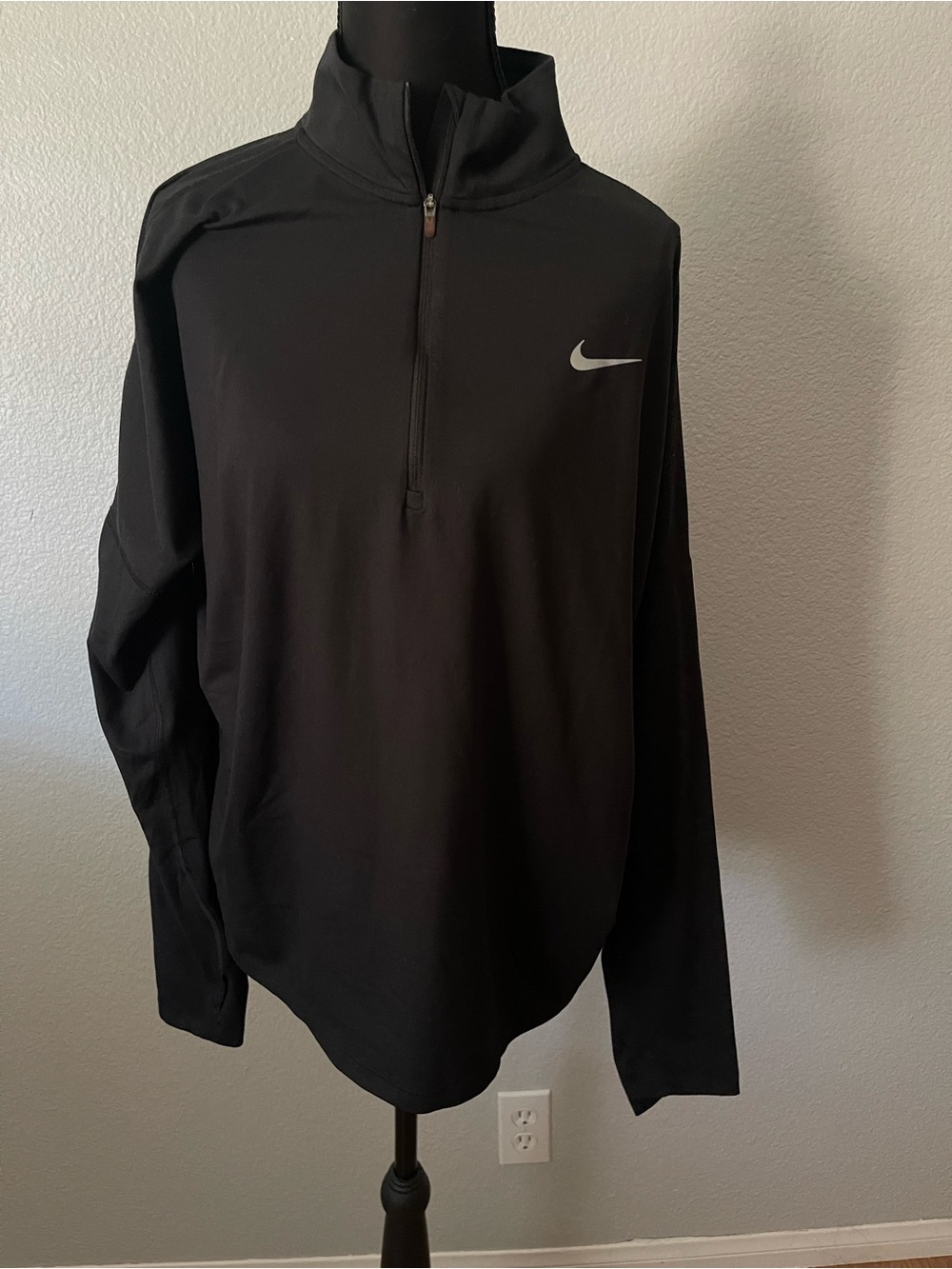 Nike Black Quarter-Zip Performance Pullover with White Swoosh